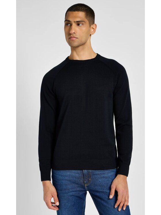 Lee Lee Sweter Clean Raglan Sweater Czarny Slim Fit
