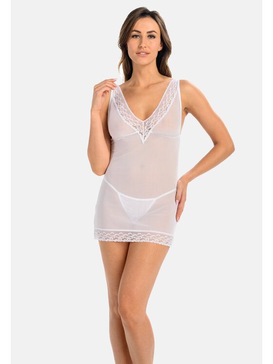 Teyli Teyli Koszula nocna 140 Biały Slim Fit