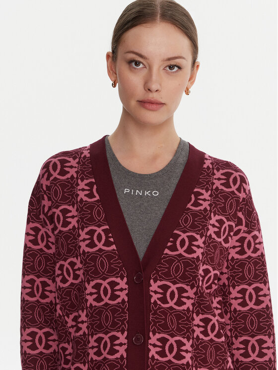PINKO PINKO Kardigan Half Breed 106042 A2YD Bordowy Regular Fit
