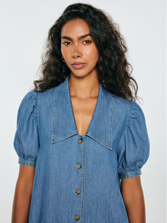 BIG STAR BIG STAR Sukienka jeansowa JENNIE Niebieski A-Line Fit
