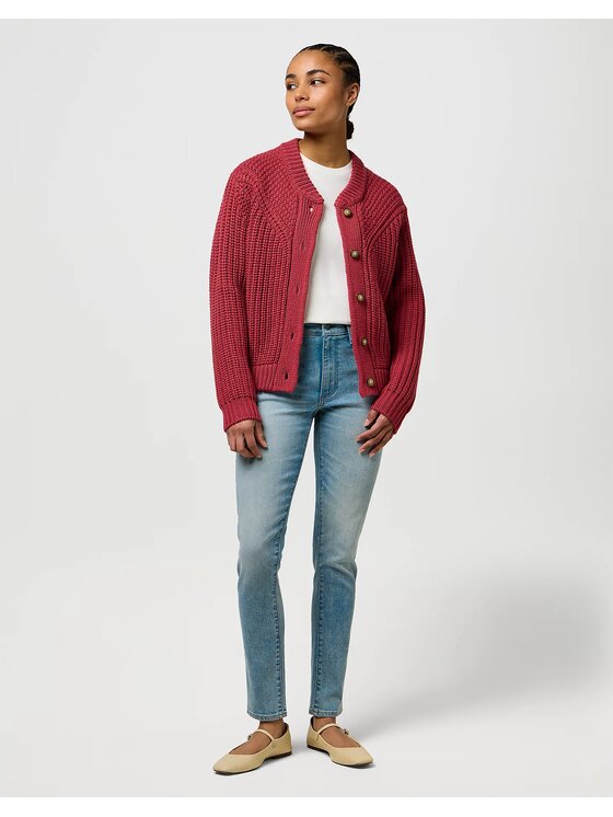 Wrangler Wrangler Sweter WESTERN CARDIGAN Czerwony Regular Fit