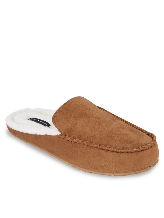Tommy Hilfiger Tommy Hilfiger Bačkory Hilfiger Mocassin Homeslipper FM0FM04769 Hnědá