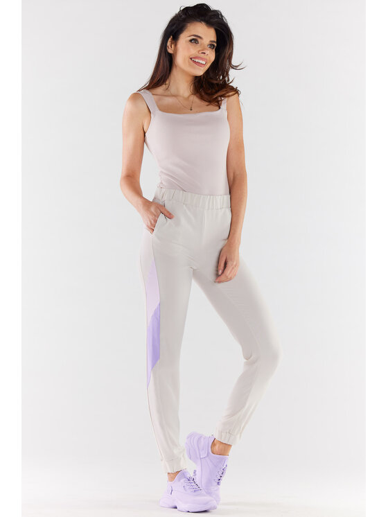 Awama Awama Spodnie damskie A498 Beżowy Basic Fit