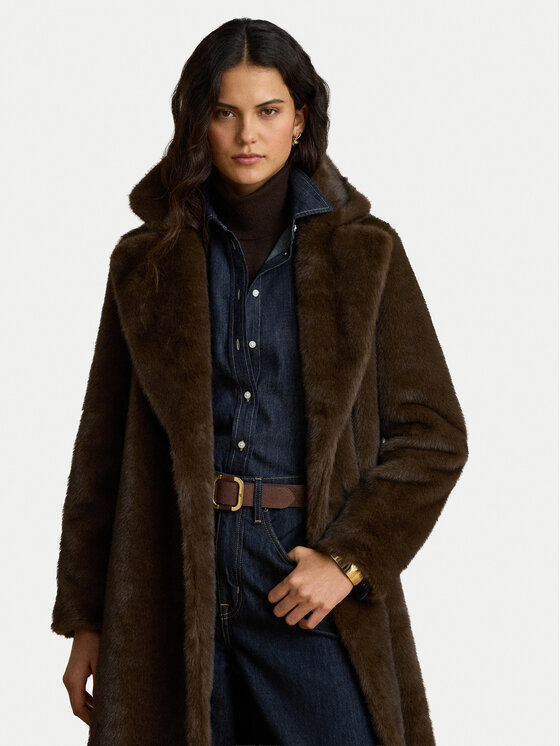 LAUREN RALPH LAUREN LAUREN RALPH LAUREN Кожено палто 297P23467001 Тъмнокафяв Regular Fit