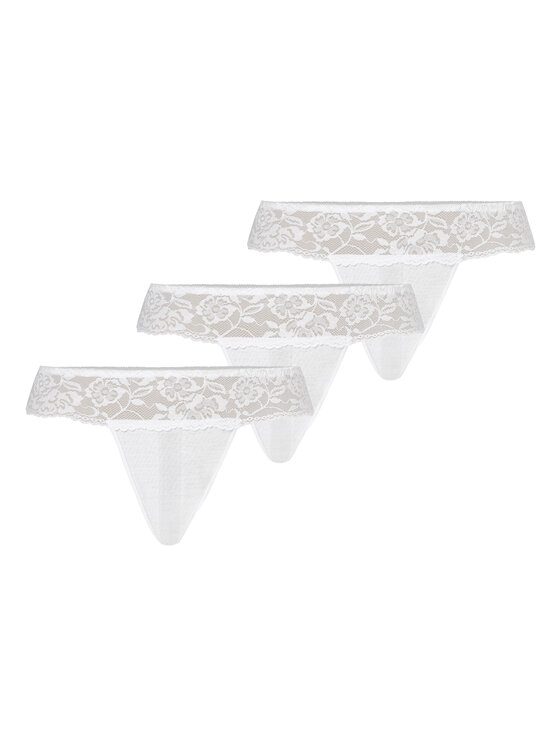 Stringi, rozmiar XL, Białe, z szeroką koronką Comfo