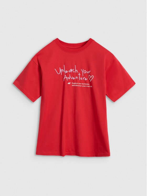4F 4F T-shirt 4FJRAW25TTSHF3188-62S Rosso Oversize