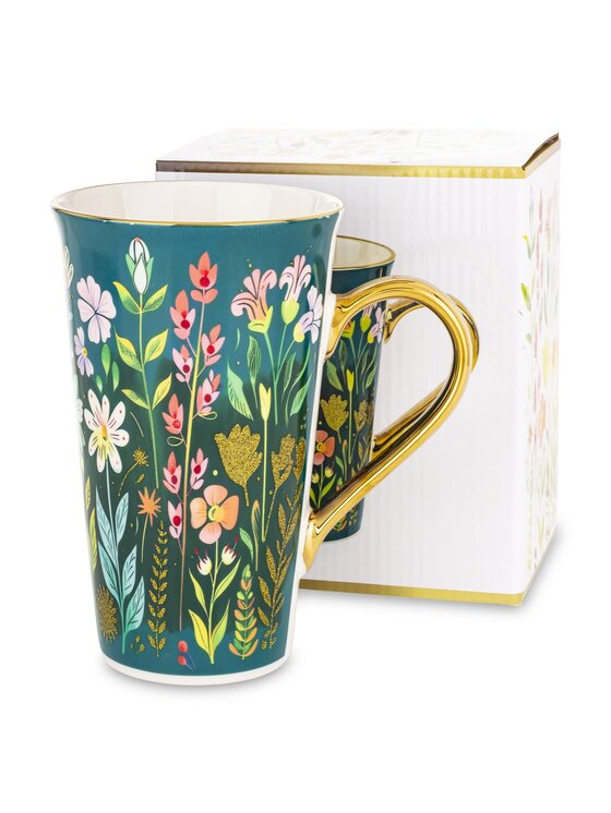 MIAhome MIAhome Kubek porcelanowy 700 ml BLUMEN-II 17x15x10 cm zielony Zielony