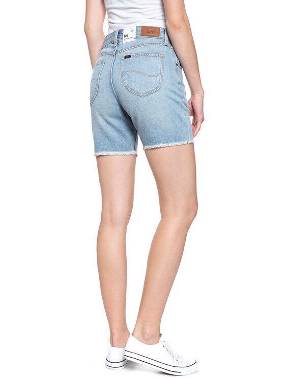 Lee Lee Szorty jeansowe BOYFRIEND Niebieski Loose Fit