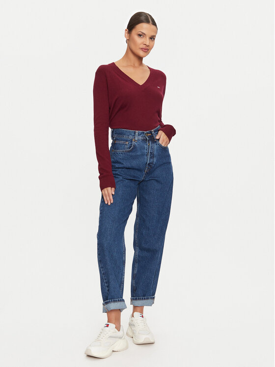 Tommy Jeans Tommy Jeans Pulover Essential DW0DW18670 Vișiniu Regular Fit