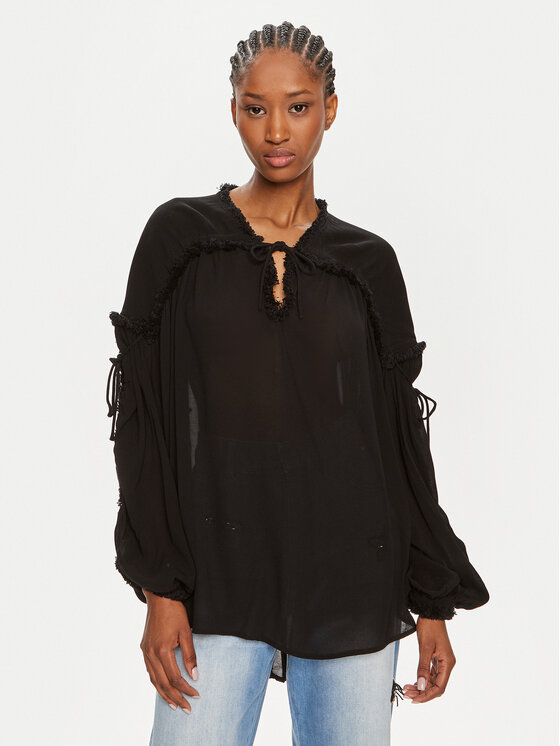 Munthe Munthe Blúz Observation 242100724223 Fekete Loose Fit