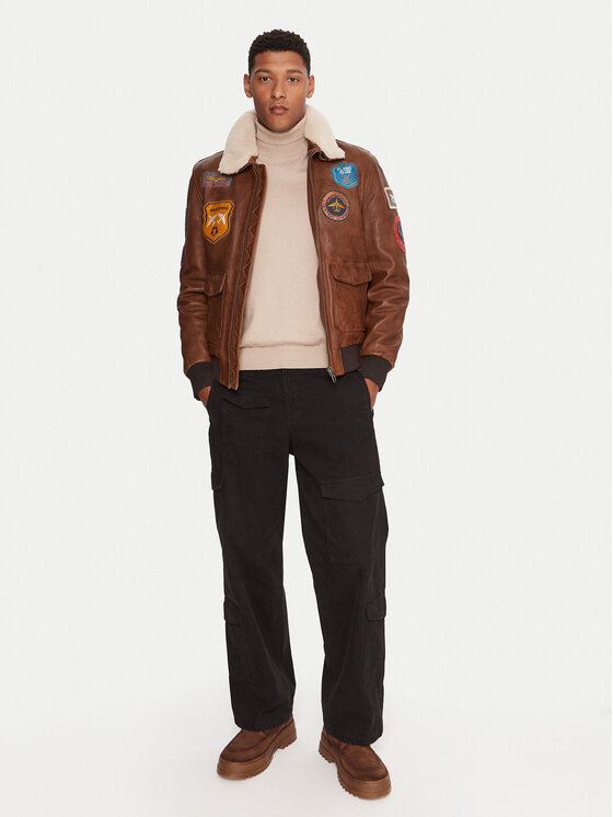 Milestone Milestone Кожено яке MSMatti 531070 60400 Кафяв Regular Fit