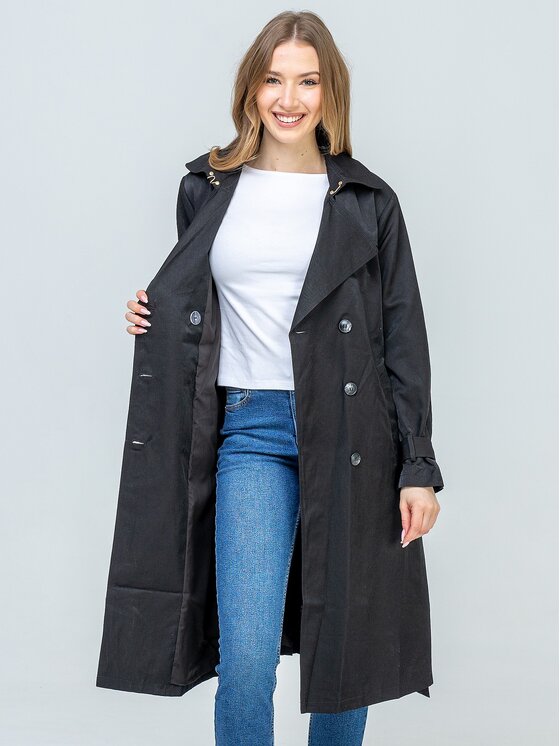 Perso Perso Trenčkot BLE262678F Černá Regular Fit