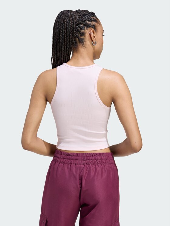 adidas adidas Top Essentials Ribbed Różowy Slim Fit