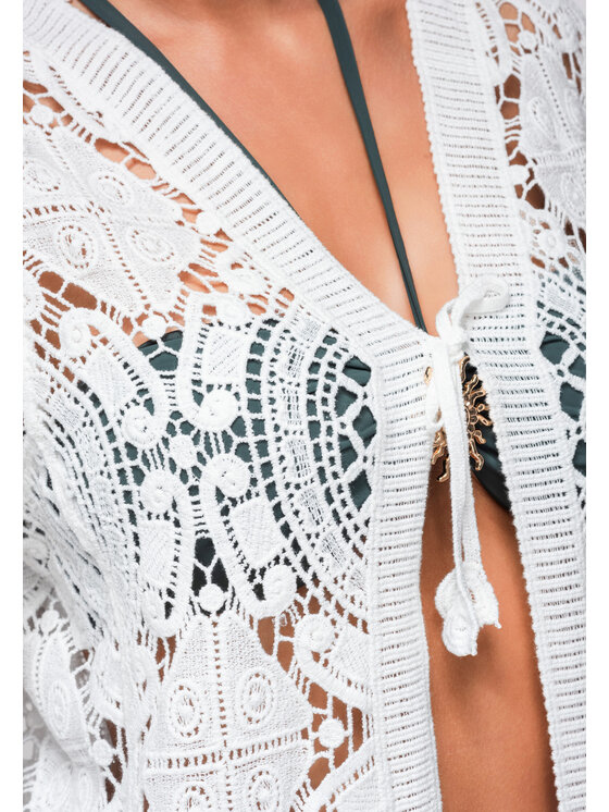 Ombre Ombre Sweter OW-SW-E0004 Biały Loose Fit