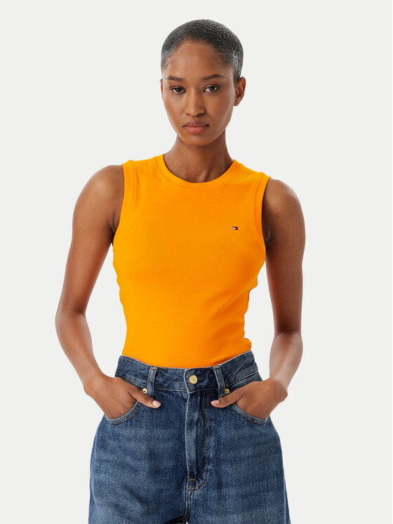 Tommy Hilfiger Tommy Hilfiger Top WW0WW47806 Orange Slim Fit