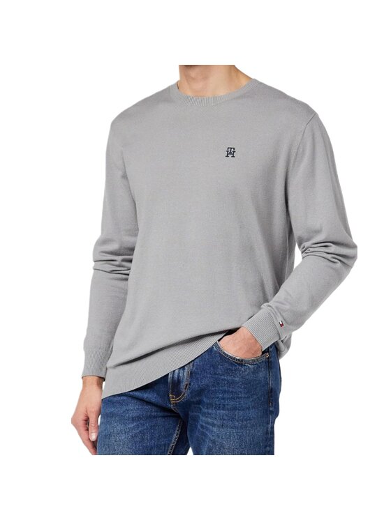 Tommy Hilfiger Tommy Hilfiger Sweter Crew Neck Knit Szary Regular Fit