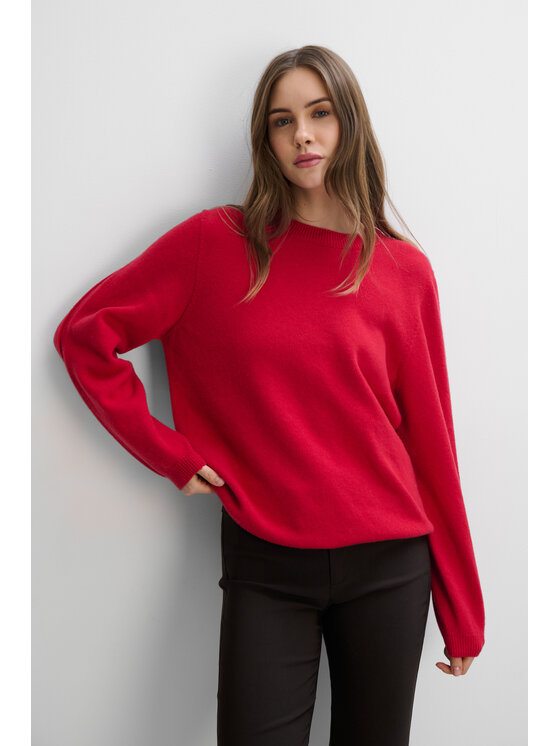 Fobya Fobya Sweter F2100 Czerwony Basic Fit