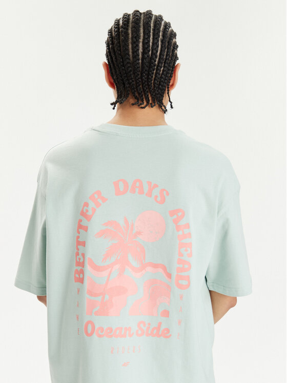 4F 4F T-Shirt 4FWSS24TTSHF1265 Grün Oversize