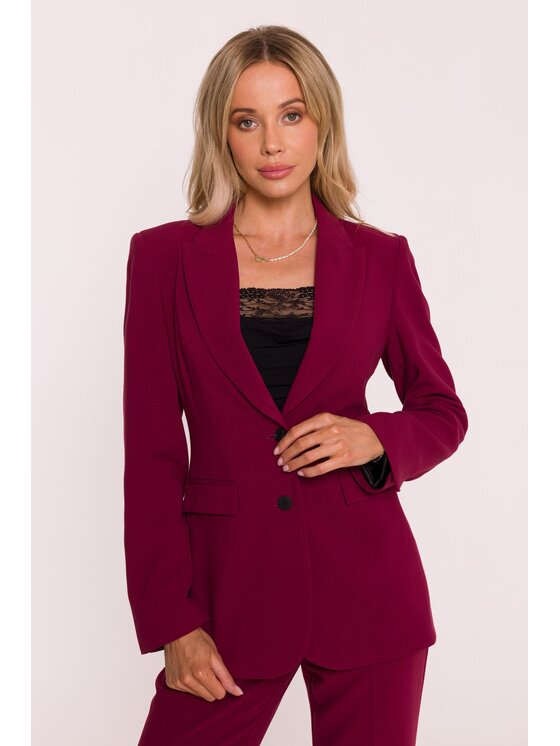 Stylove Stylove Marynarka S417 Bordowy A-Line Fit
