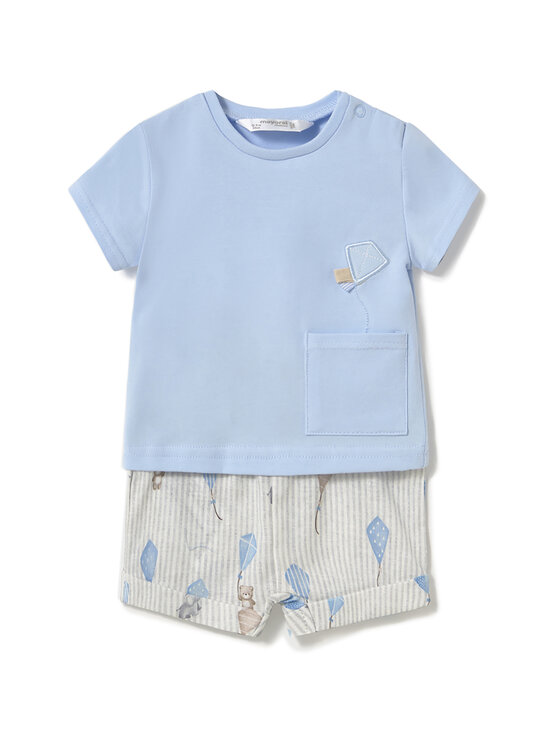 Mayoral Mayoral Completo T-shirt e pantaloncini 1202 Celeste Regular Fit