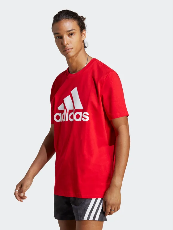 adidas T-Shirt Essentials Single Jersey Big Logo T-Shirt IC9352 Rot Regular Fit
