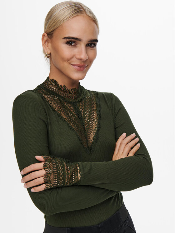 ONLY ONLY Halenka 15207788 Zelená Stretch Fit