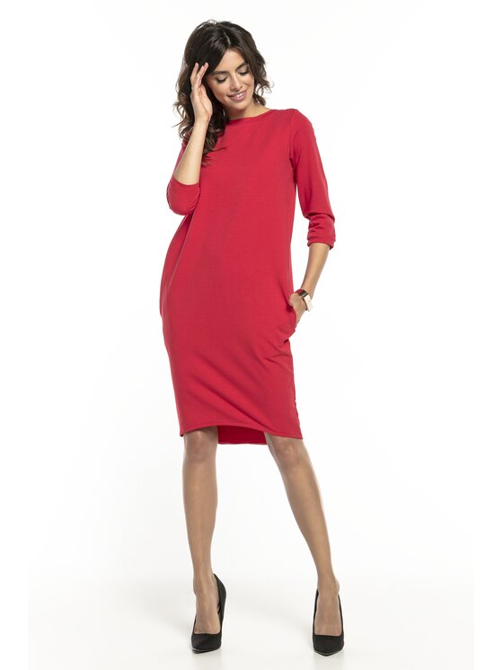 Tessita Tessita Sukienka dzianinowa T298 Czerwony Straight Fit