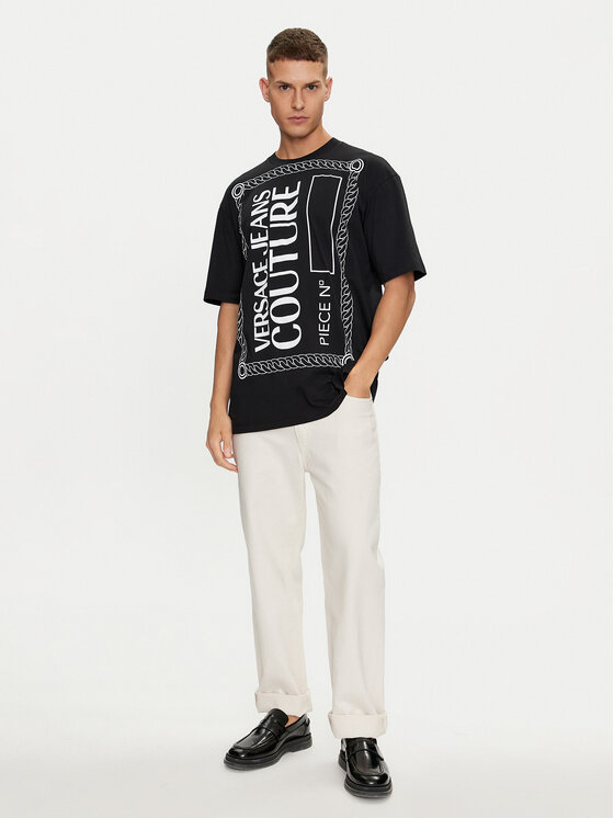 Versace Jeans Couture Versace Jeans Couture T-shirt 76GAHE04 Crna Regular Fit