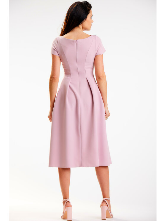 Awama Awama Sukienka letnia A569 Różowy Basic Fit