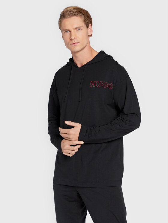 Hugo Тениска с дълъг ръкав Unite 50478917 Черен Regular Fit