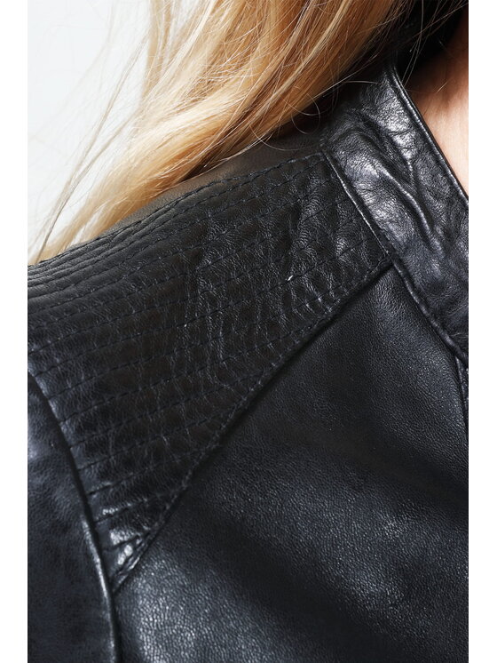David Ryan David Ryan Kurtka skórzana AMELIA Czarny Regular Fit