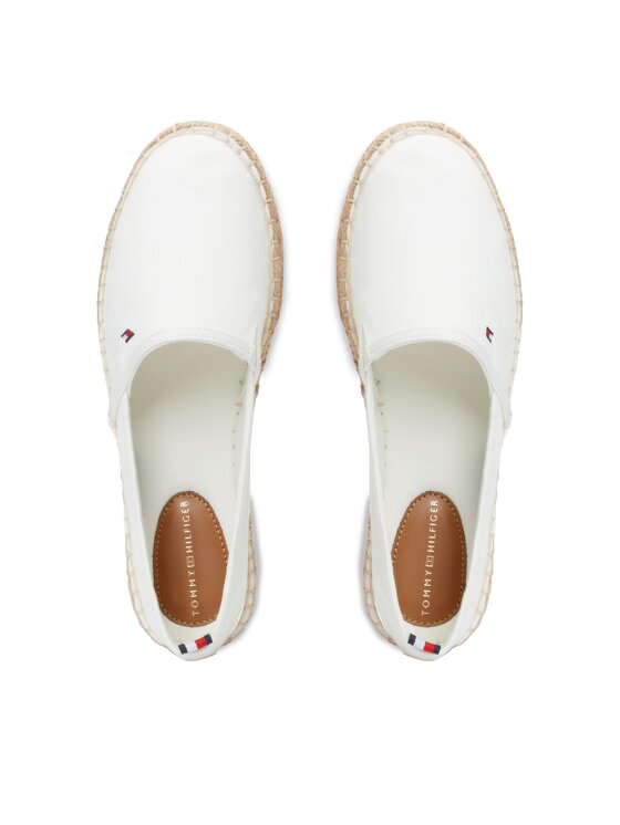 Tommy Hilfiger Tommy Hilfiger Espadrilky Basic Tommy Flat Espadrille FW0FW06497 Écru