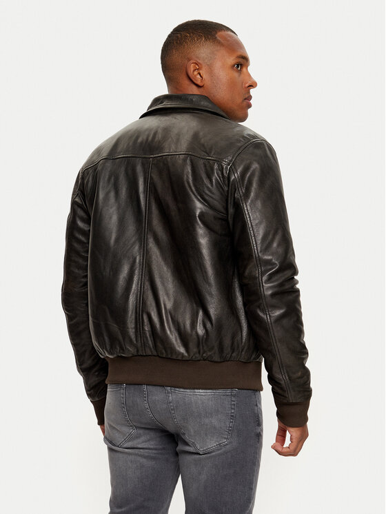 Serge Pariente Serge Pariente Giacca di pelle Amos Marrone Regular Fit