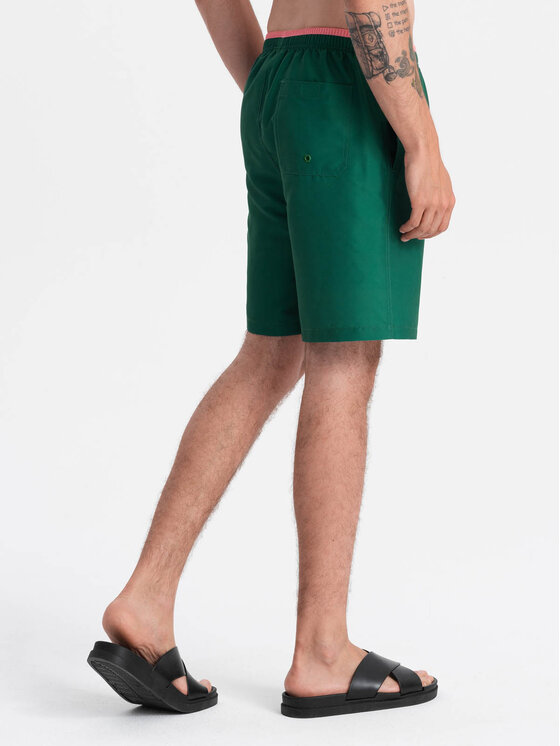 Ombre Ombre Plavecké šortky OM-SRBS-0141 Zelená Regular Fit