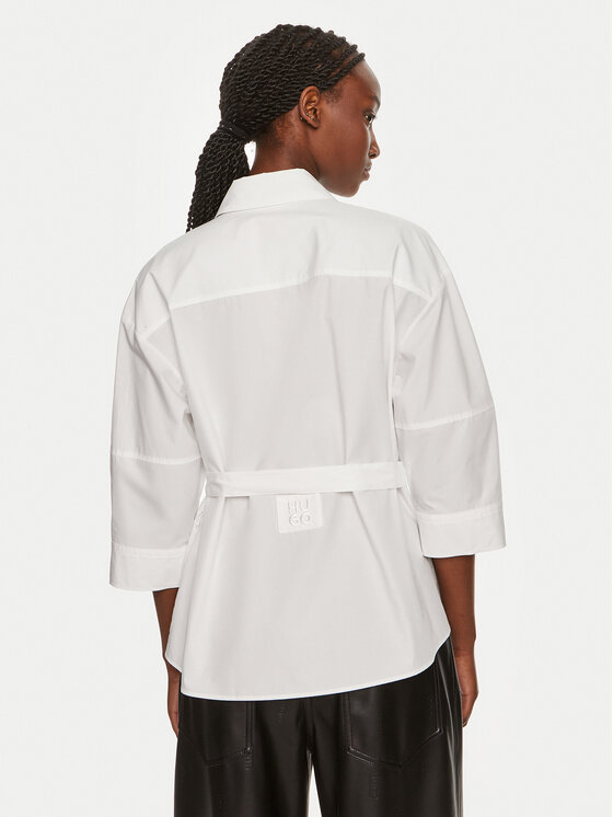 HUGO Hugo Krekls Etiera 50518052 Balts Regular Fit