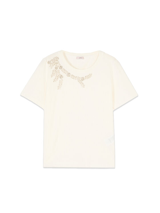 Oltre Oltre T-Shirt G021J004551N011 Biały Regular Fit