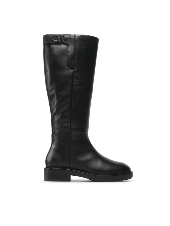 Calvin Klein Čižmy vo vojenskom štýle Rubber Sole Knee Boot W Hw HW0HW01255 Čierna