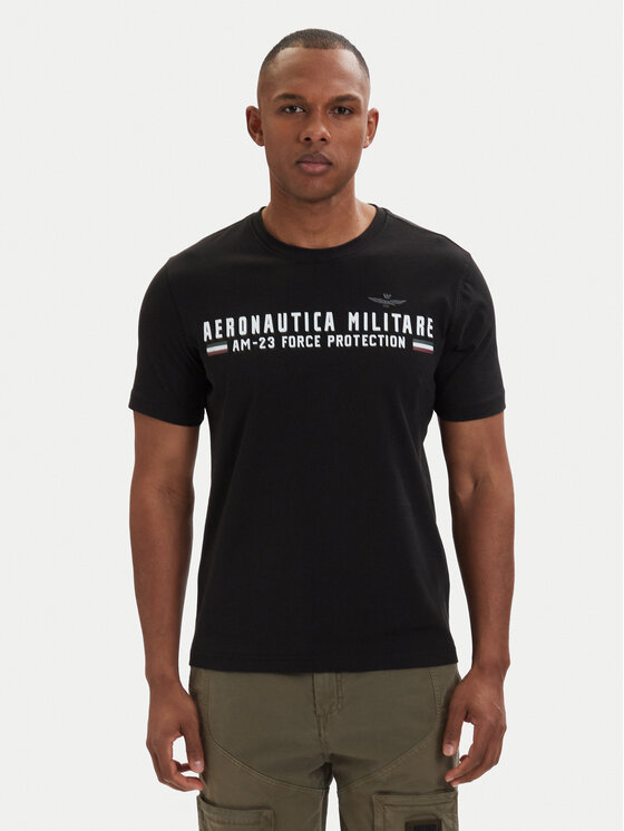 Aeronautica Militare Tricou 261TS1942UJ00538 Negru Regular Fit