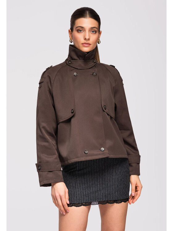 Ombre Ombre Kurtka przejściowa OW-JANP-0120 Brązowy Regular Fit