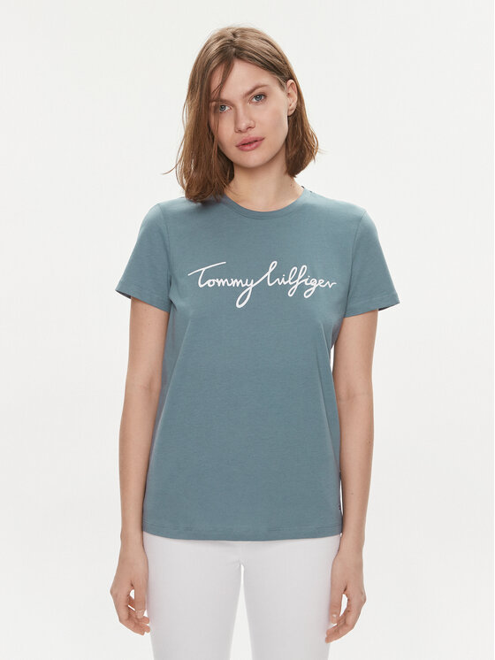 Tommy Hilfiger Tričko Signature WW0WW41674 Modrá Regular Fit