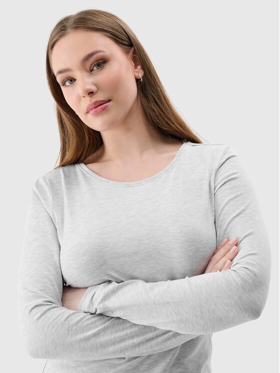 4F 4F Longsleeve 4FWSS24TLONF218-27M-M Szary Regular Fit