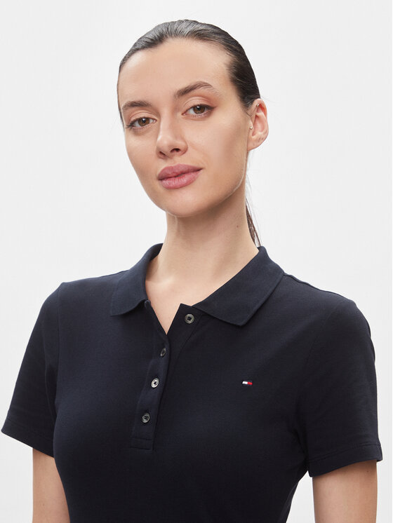 Tommy Hilfiger Tommy Hilfiger Sukienka codzienna 1985 Slim Pique Polo Dress Ss WW0WW42048 Granatowy Slim Fit