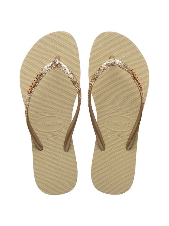Japonki, rozmiar 41/42, Szare, HAVAIANAS Infradito Donna Hav. Slim Glitter II 4146975.0154 Beige