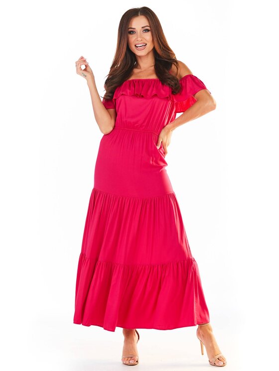 Awama Awama Sukienka letnia A358 Fioletowy Basic Fit