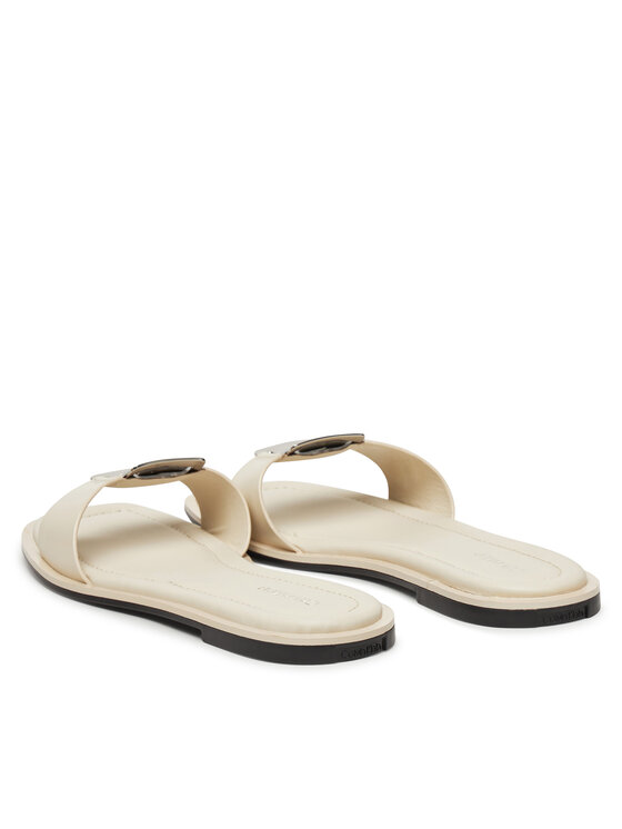 Calvin Klein Calvin Klein Şlapi Flat Slide W/Ck Hw Big - Lth HW0HW02482 Écru