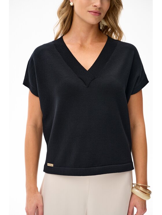 blue shadow blue shadow Bluzka Zoja Czarny Regular Fit