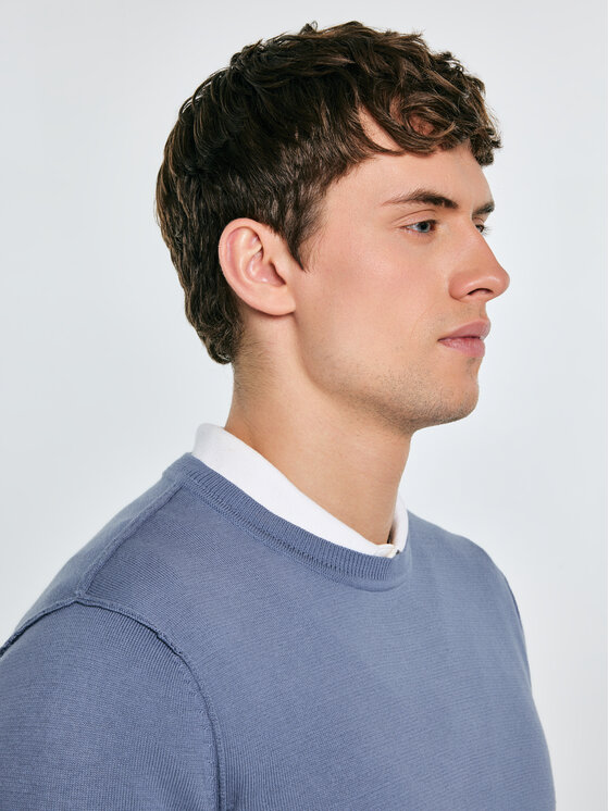 BIG STAR BIG STAR Sweter SIMONER Niebieski Basic Fit