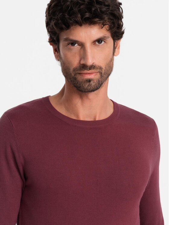 Ombre Ombre Svetr OM-SWBS-0106 Bordó Regular Fit