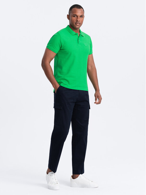 Ombre Ombre Polo OM-POBS-0100 Zielony Regular Fit