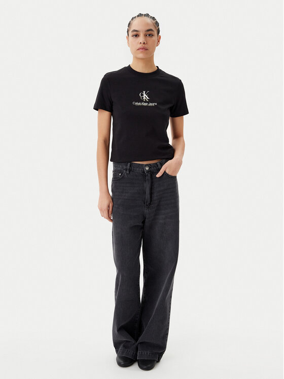 Calvin Klein Jeans Calvin Klein Jeans Marškinėliai Shadow Graphic J20J225545 Juoda Regular Fit
